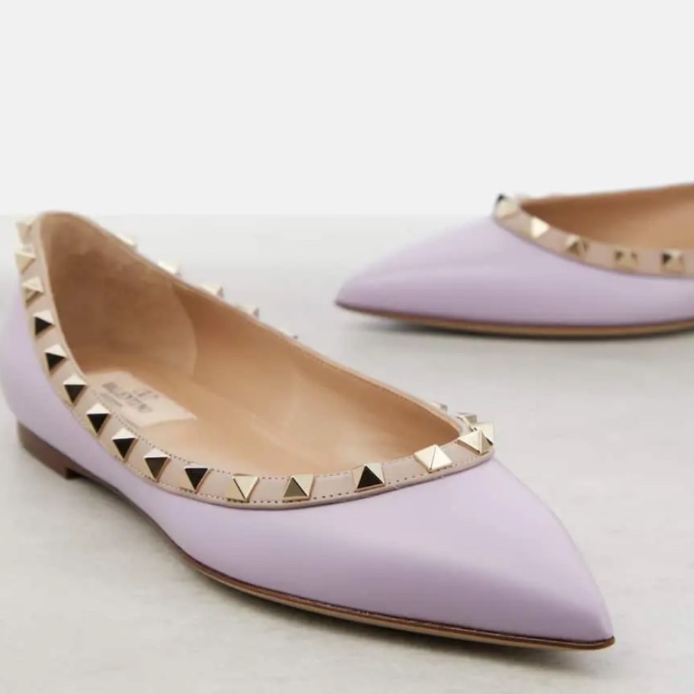 Valentino Lilac Studded Flats size 8 authentic - Picture 2 of 12